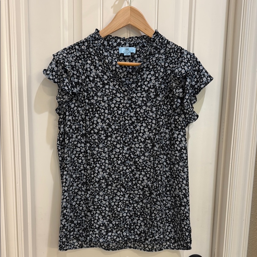 Cecelia Floral Blue and White Floral Women's Top